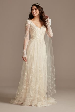 long lace sleeve bridesmaid dress
