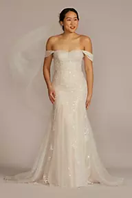 Melissa Sweet Detachable Sleeve Lace Mermaid Wedding Dress