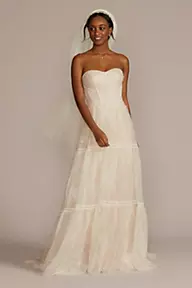 Melissa Sweet Strapless Chiffon A-Line Wedding Dress