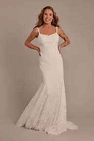 Melissa Sweet Spaghetti Strap Lace Mermaid Wedding Dress
