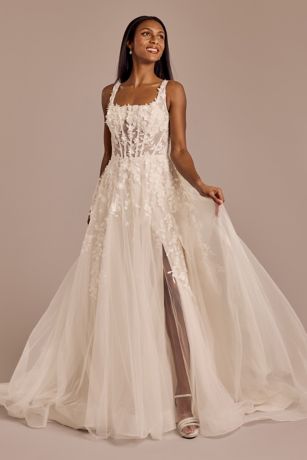 Picture of 3D Floral Wedding Dress with Tank Sleeves