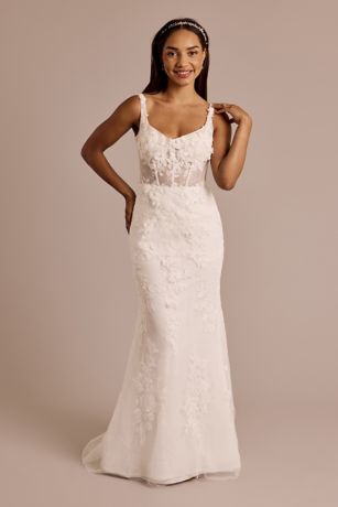 Picture of 3D Floral Illusion Corset Bodice Wedding Dress