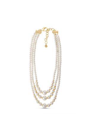 Picture of Martha Stewart Three Strand Pearl Necklace In Gold