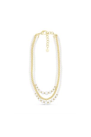 Picture of Martha Stewart Three Strand Pearl Necklace in Gold