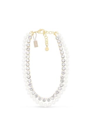 Picture of Martha Stewart Pearl and Crystal Necklace In Gold