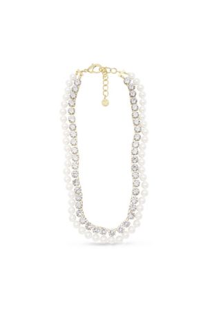 Picture of Martha Stewart Pearl and Crystal Necklace In Gold