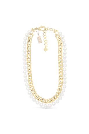 Picture of Martha Stewart Pearl and Curb Gold Chain Necklace