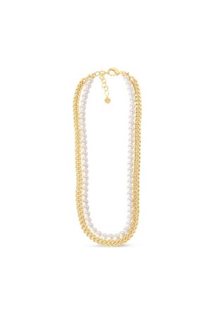 Picture of Martha Stewart Pearl and Curb Gold Chain Necklace