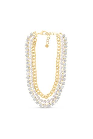 Picture of Martha Stewart Three Strand Pearl Crystal Necklace