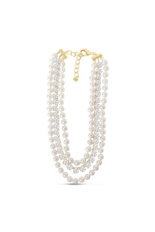 Picture of Martha Stewart Three Strand Pearl Crystal Necklace