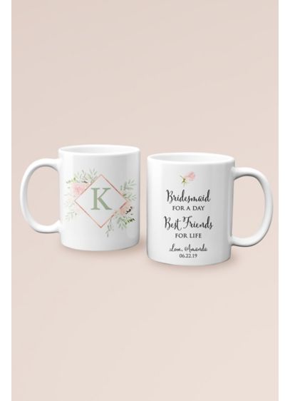 Personalized Friends for Life Bridesmaid Mug - With your bridesmaid's monogram and a sweet message