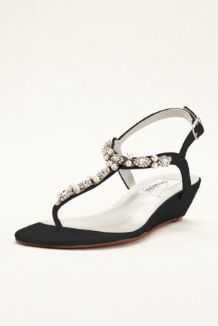 Dyeables Black;Blue;Grey;Ivory;Pink;Purple;Red;White Heeled Sandals (Myra Dyeable Low Wedge Thong Sandal)