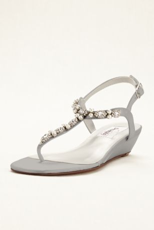 low wedge sandals silver
