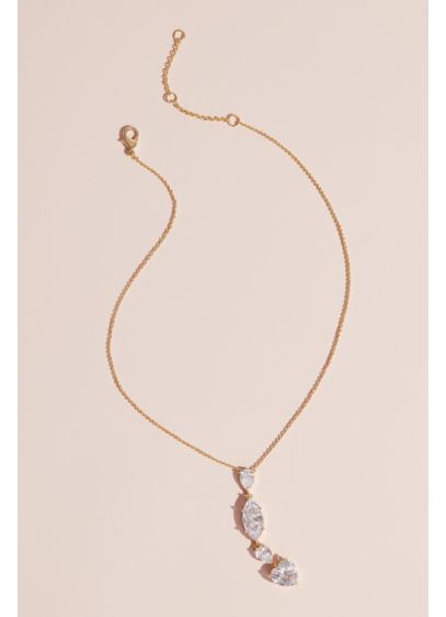 Heart Pear and Marquise Crystal Lariat Necklace - Perfect for a plunging-V neckline, this delicate chain