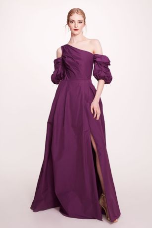 Picture of One-Shoulder Bubble Sleeve Taffeta A-Line Gown