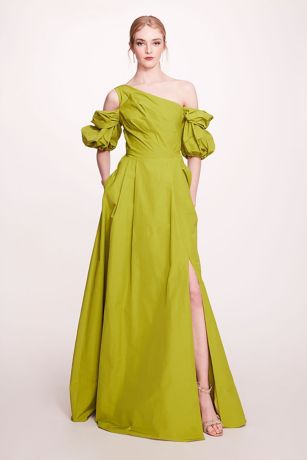 Picture of One-Shoulder Bubble Sleeve Taffeta A-Line Gown