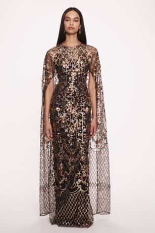 Picture of Sequin Lattice Gown with Cape