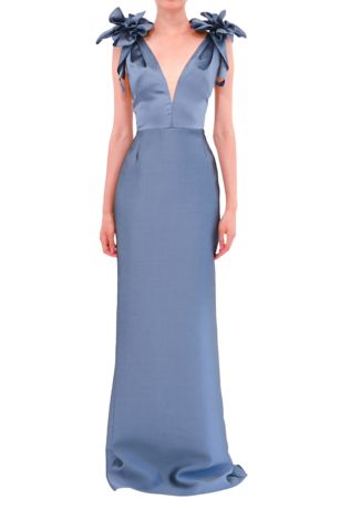 Picture of Spring Draped Floral Mikado Gown