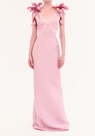 Picture of Spring Draped Floral Mikado Gown