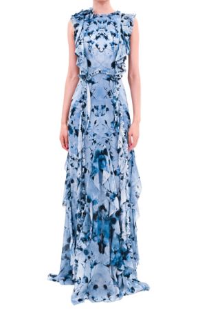 Picture of Painterly Print Sleeveless Georgette Gown
