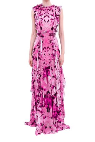 Picture of Painterly Print Sleeveless Georgette Gown