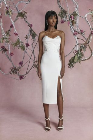 Picture of Sleeveless Midi Cocktail Dress with Illusion Lace