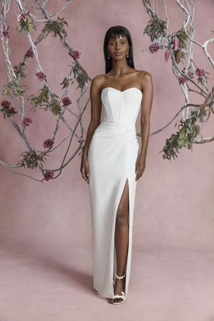 Picture of Sleeveless Crepe Gown with Corset Bodice
