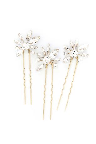 Picture of Sunburst Bloom Crystal Hair Pin Set