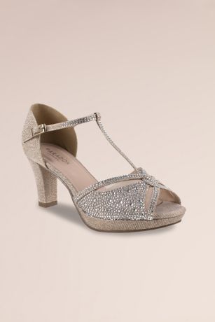 Picture of Nora Crystal Trim Peep Toe T-Strap Pumps