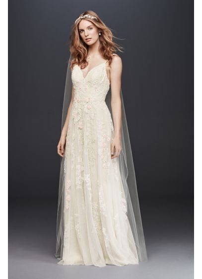 A Line Wedding Dress With Double Straps David S Bridal