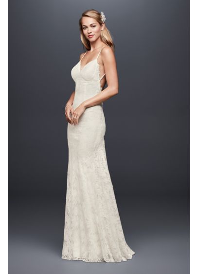 Soft Lace Sheath Wedding Dress With Low Back David S Bridal