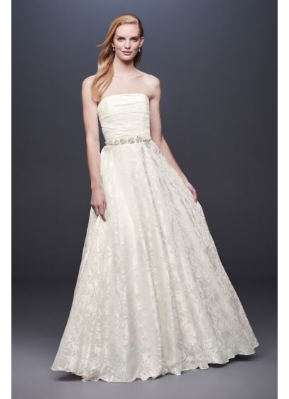 Floral Printed Organza A-line Wedding Dress - A subtle floral print adds just enough luster