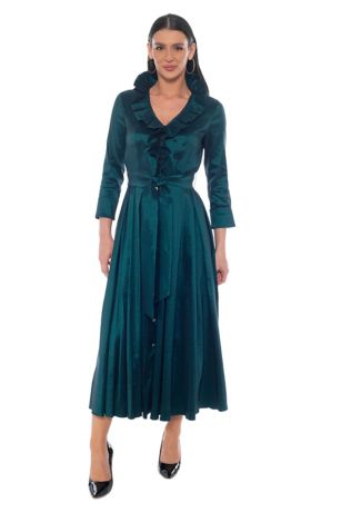 Picture of Stretch Taffeta Ruffle Collar Bodice Shirt Dress