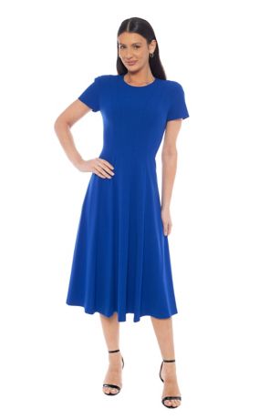 Picture of Techno Crepe seam Detail A-Line Midi Dress