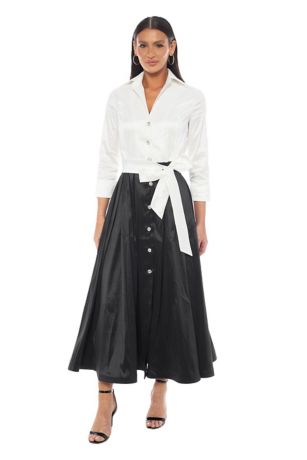 Picture of Stretch Taffeta Collar Jacket Midi Dress