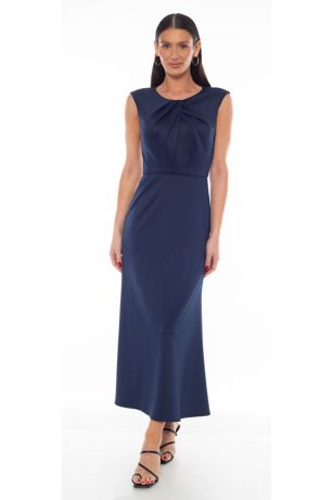 Picture of Techno Scuba Crepe Pleated Bodice Midi Dress