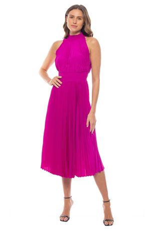Picture of Smock Waist Pleated Midi Dress