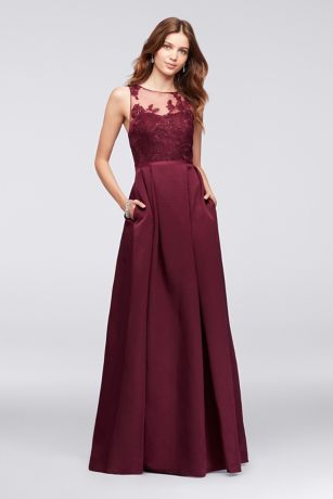 burgundy gown with sleeves