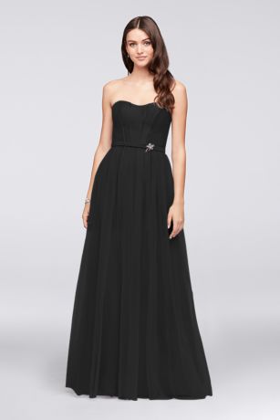 sequin lace and mikado high low hem gown with bow
