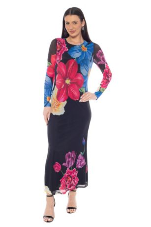 Picture of Printed Powermesh Midi Dress