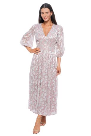 Picture of V-Neck Rouched Waisted Midi Gown