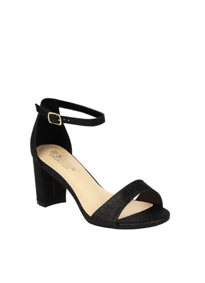 Blossom Black (Glitter Ankle Strap Metallic Block Heel Sandals)