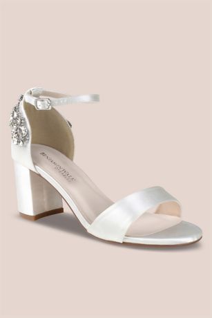 Picture of Dyeable Satin Block Heel Sandals with Jeweled Back