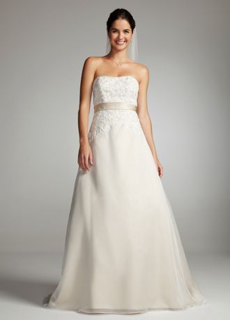 Strapless Organza and Lace Wedding Dress | David's Bridal