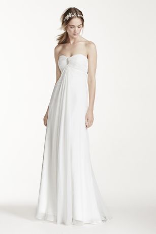 Strapless A-Line Wedding Dress with Ruching | David's Bridal