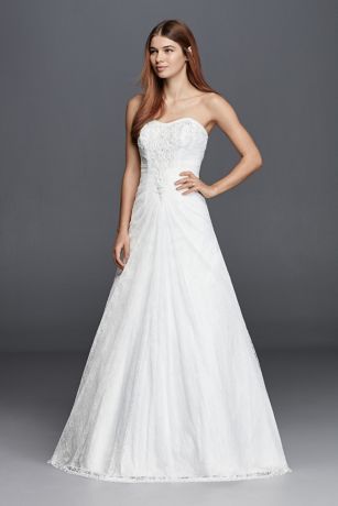 david's bridal strapless lace dress