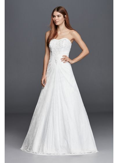 Strapless Wedding Dress with Allover Lace - Davids Bridal
