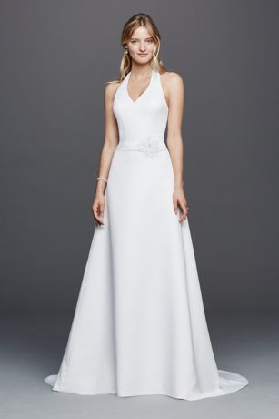 white halter neck wedding dress