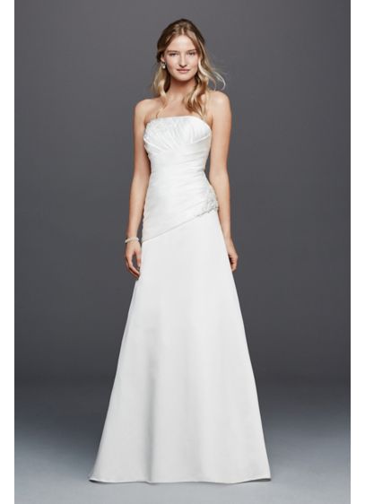 Strapless Ruched  Wedding  Dress  with Lace David s Bridal 