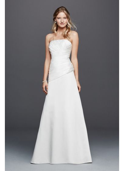 Strapless Ruched  Wedding  Dress  with Lace David s Bridal  Strapless Ruched  Wedding  Dress  with Lace David s Bridal